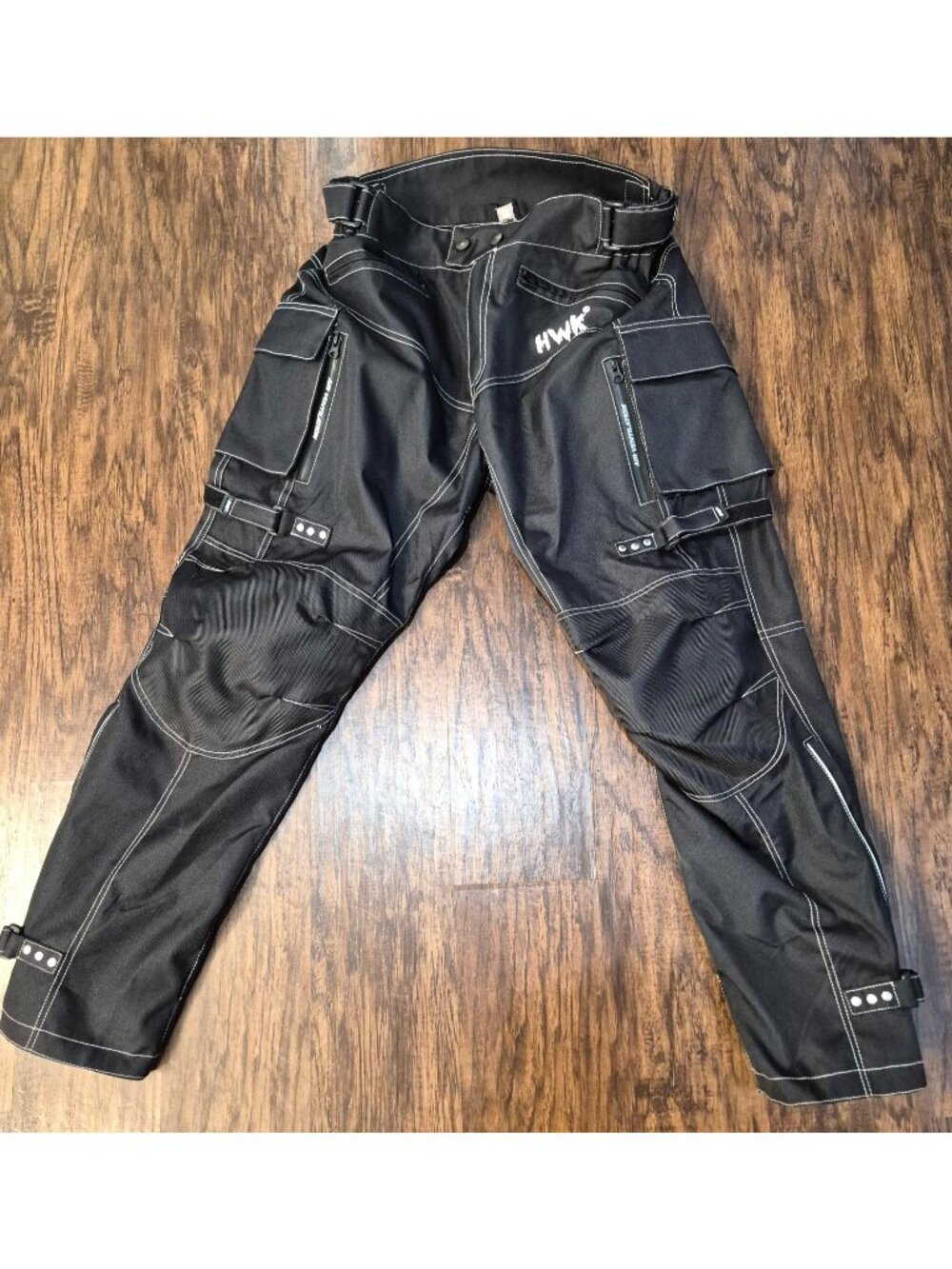 HWK Black Motorcycle Pants with Armor, Water-Resistant Cordura Fabric 30" Inseam